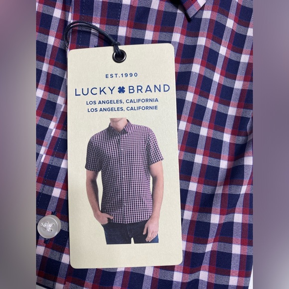 Lucky Brand Men's Short Sleeve Red Plaid Shirt Size XL(17-17 1/2) - Picture 9 of 9